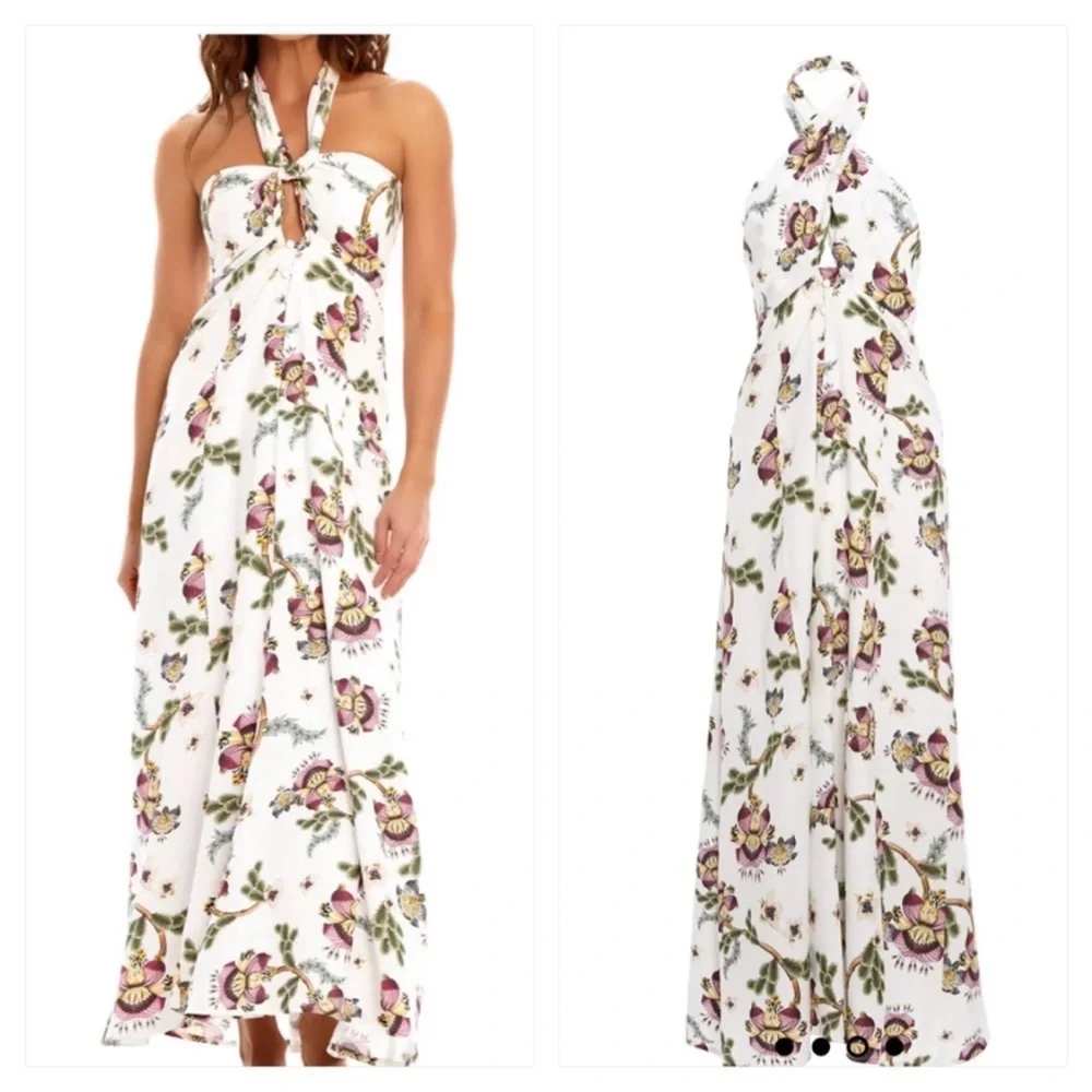 Agua bendita beck vareena floral halter maxi dress
